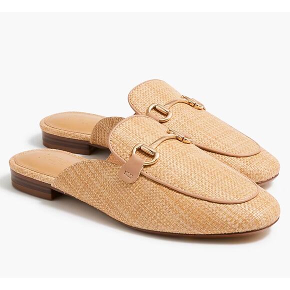 J. Crew Shoes - J Crew Woven Slip On Bit Mules 7 Tan Gold NWT Loafers Flats CG120 J.Crew Prep
